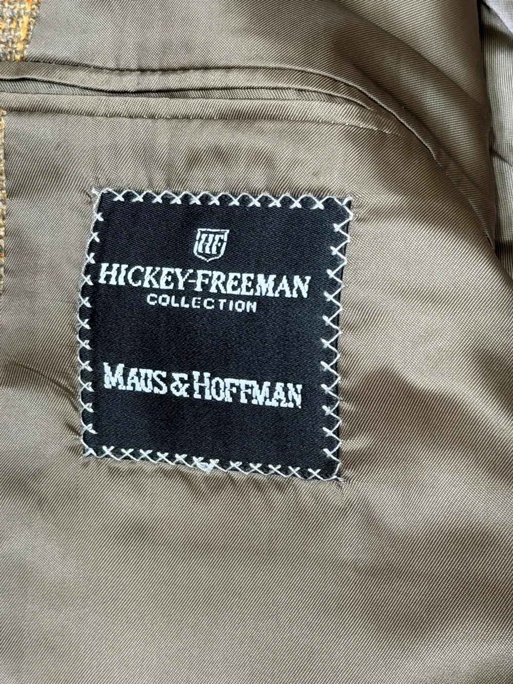 Hickey Freeman X Maus&Hoffman Plaid Wool Cashmere Beige Blazer Size 40R